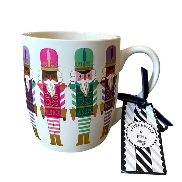 Peppermint & Pine Christmas NUTCRACKER Soft Touch Mug Pop of Color Holiday NEW - Picture 1 of 8